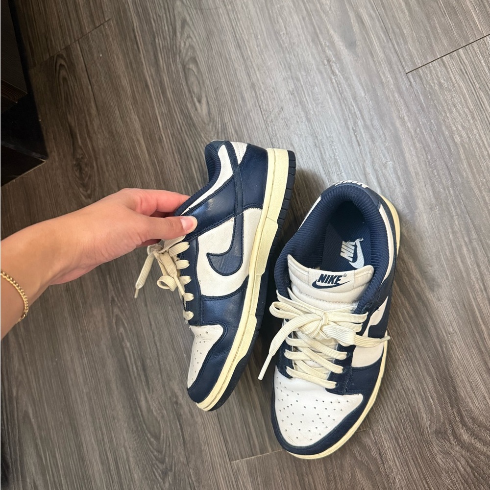 Nike Navy and White Dunk Low